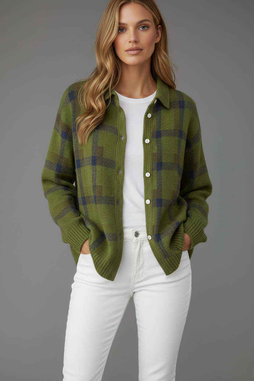 Noirée | Cardigan Doux à Carreaux