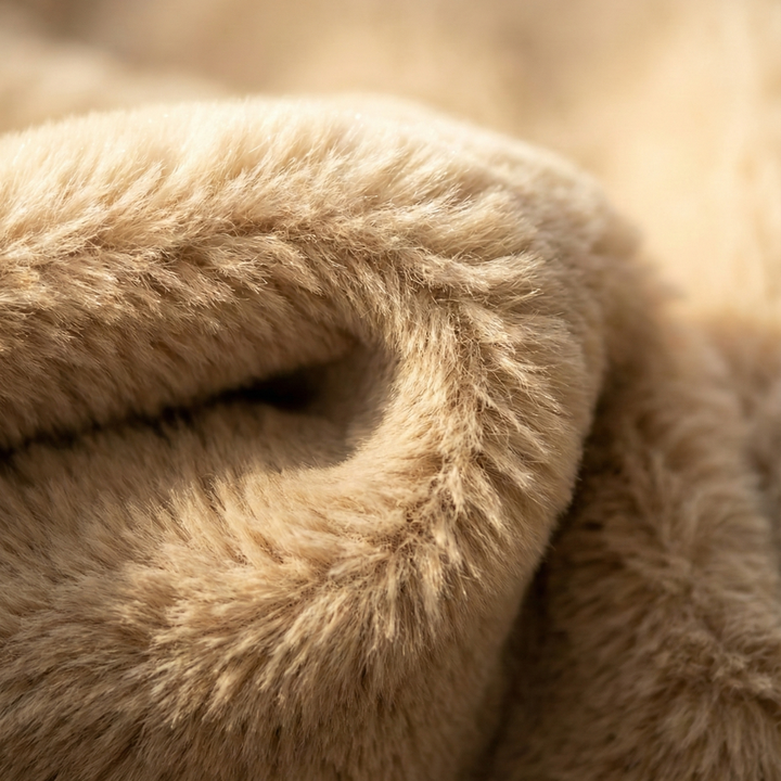 Soline | Veste Cocon en Fausse Fourrure - Col Montant Zippé