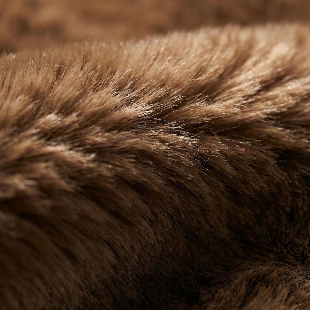 Soline | Veste Cocon en Fausse Fourrure - Col Montant Zippé