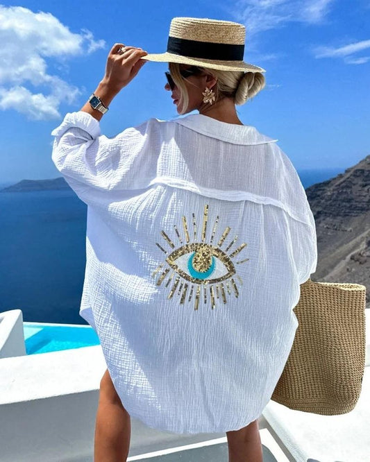 DOMINIQUE™ | CHEMISE DÉCONTRACTÉE BRODÉE À SEQUINS