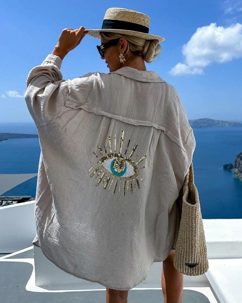 DOMINIQUE™ | CHEMISE DÉCONTRACTÉE BRODÉE À SEQUINS