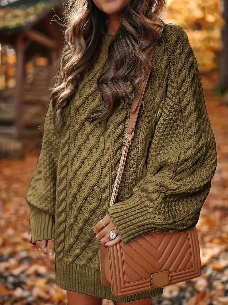 DOMINIQUE™ | ROBE PULL TORSADÉE EN TRICOT