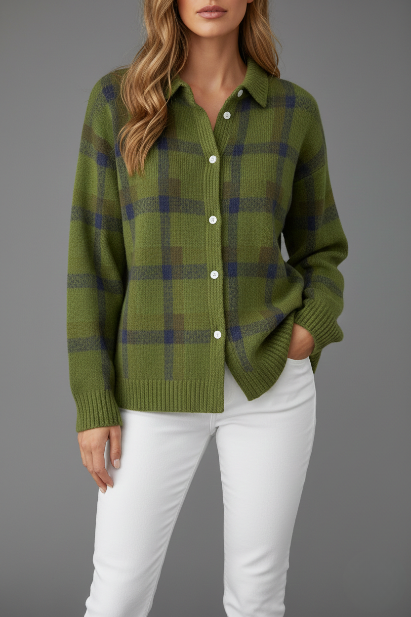 Noirée | Cardigan Doux à Carreaux