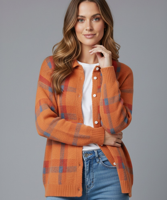 Noirée | Cardigan Doux à Carreaux