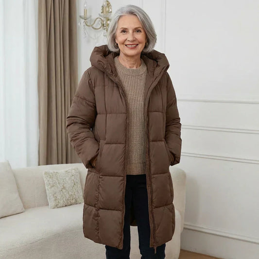 MONTELIA™ | MANTEAU D’HIVER MATELASSÉ LONG AVEC CAPUCHE