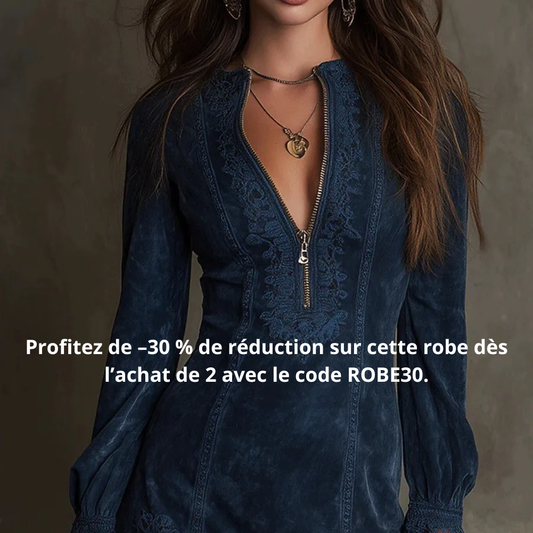 VÉRONIQUE™ | ROBE EN SUÉDINE AVEC DENTELLE ÉLÉGANTE