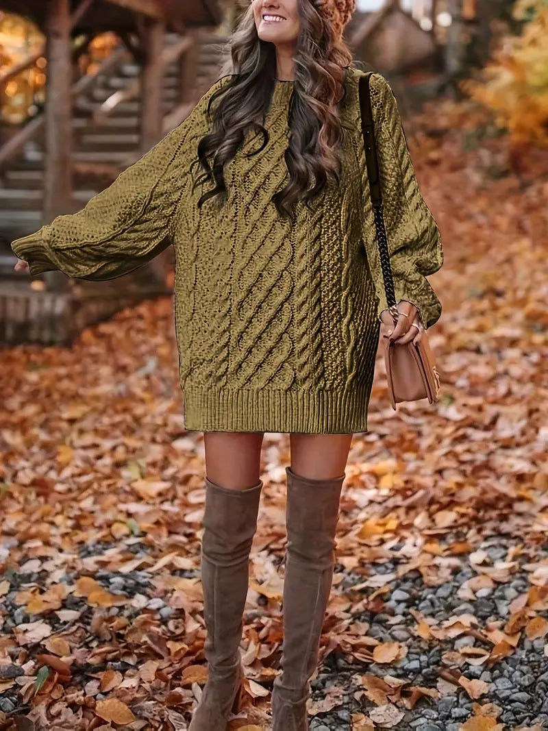 DOMINIQUE™ | ROBE PULL TORSADÉE EN TRICOT