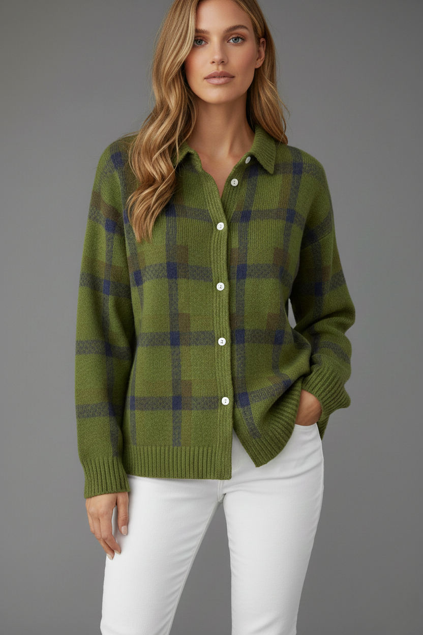 Noirée | Cardigan Doux à Carreaux