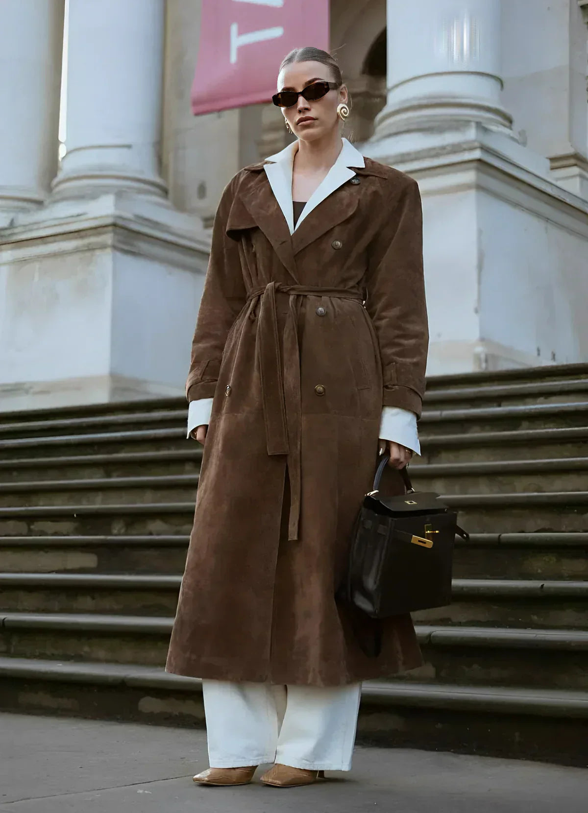 CLAIRE™ | TRENCH-COAT EN DAIM ÉLÉGANT